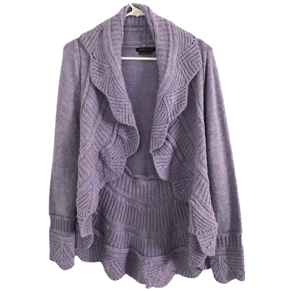BCBGMAXAZRIA Lavender Alpaca Blend Open Front Circle Cardigan Petite Medium